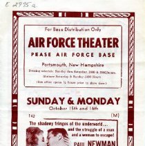 Air Force Theater, Pease Air Force Base, Portsmouth, N.H., October, 1961. "For Base Distribution Only"